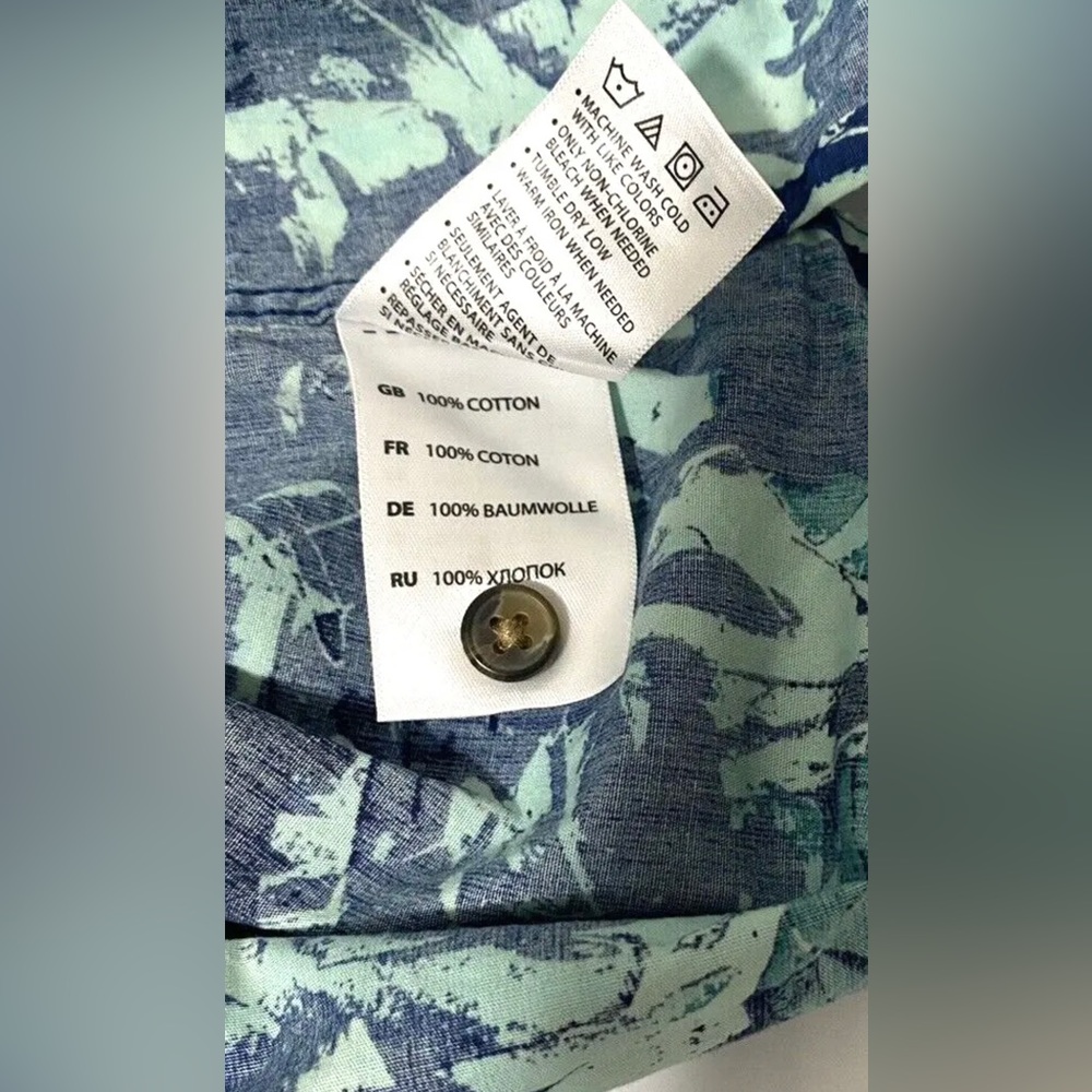 Harbor Bay Blue and Green Leaf Print Shirt - Picture 6 of 9
